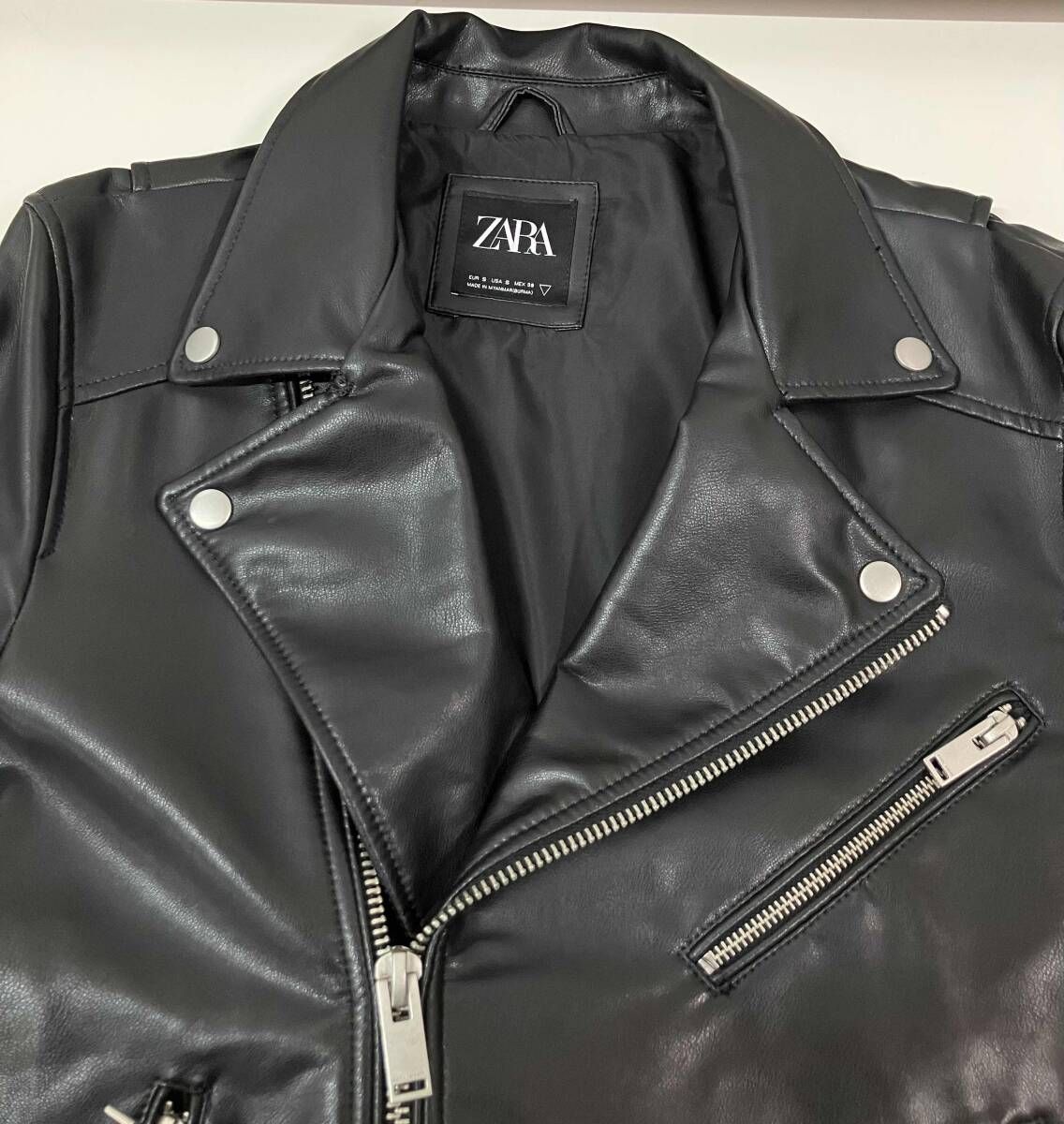 ZARA ザラ ダブルライダース 3427 405 800 サイズS ブラック コットン