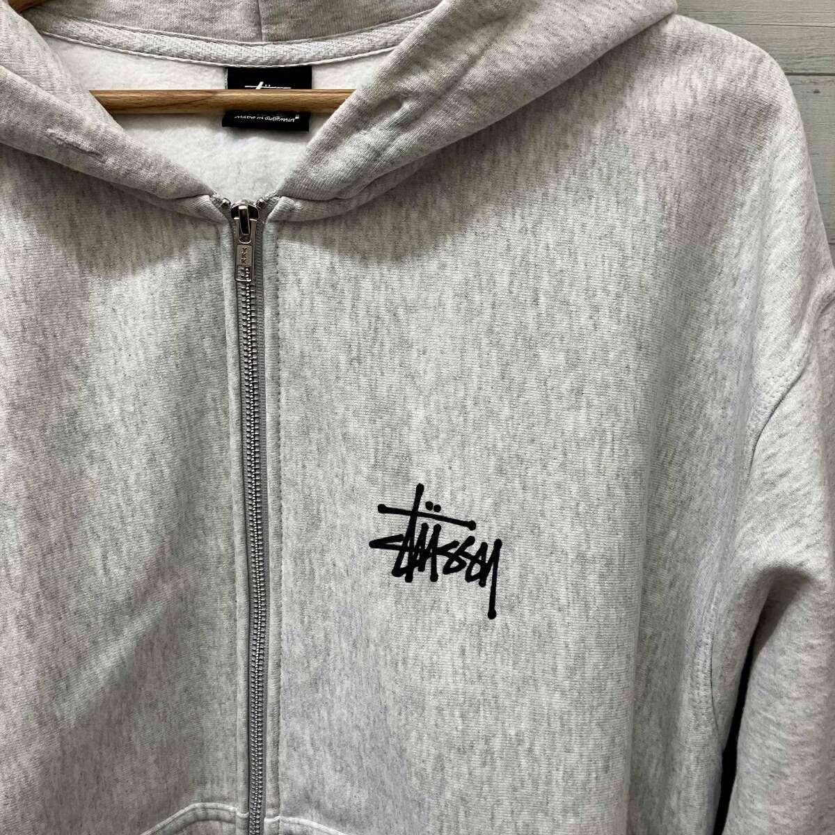 STUSSY ステューシー ジップアップパーカー ライトグレー Lサイズ