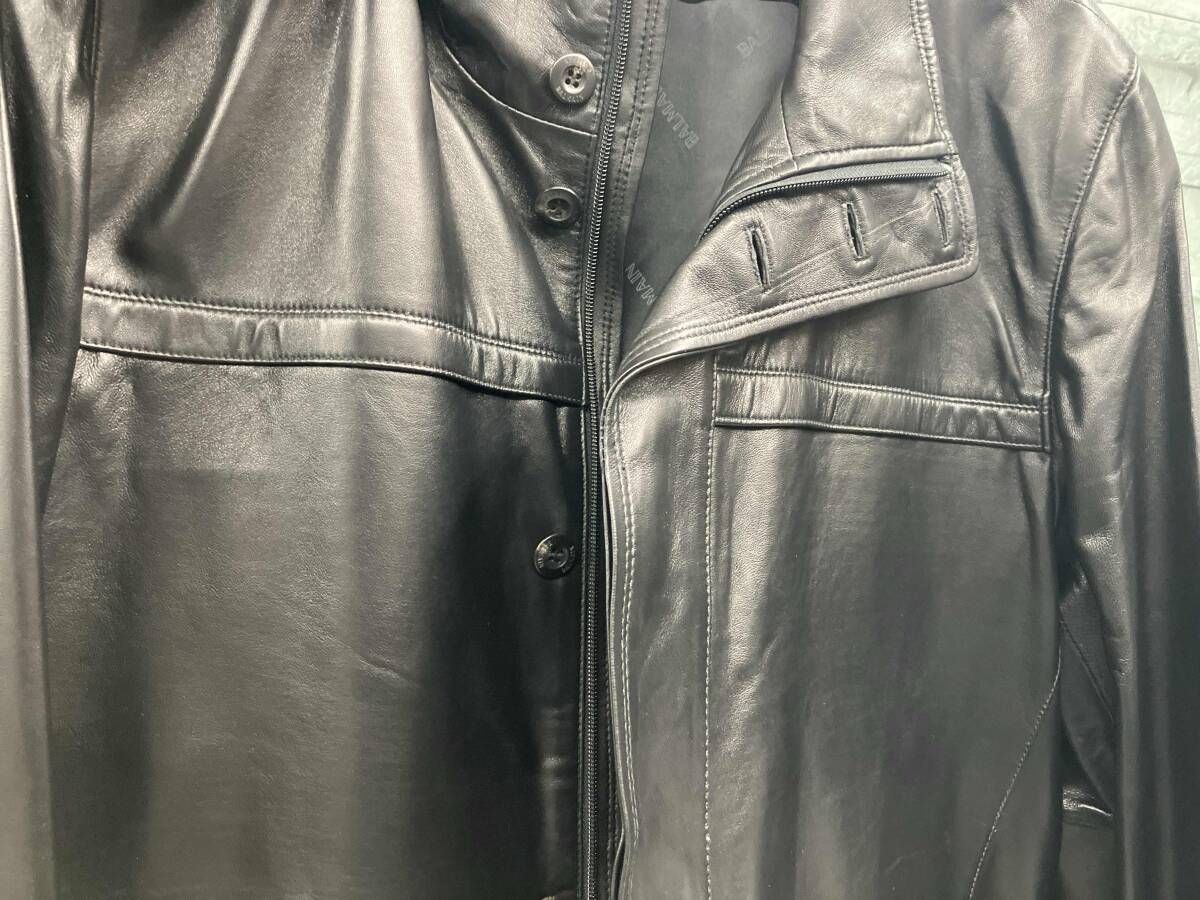 ショップ ブラック BALMAIN レザーコート 希少3LサイズBALMAIN