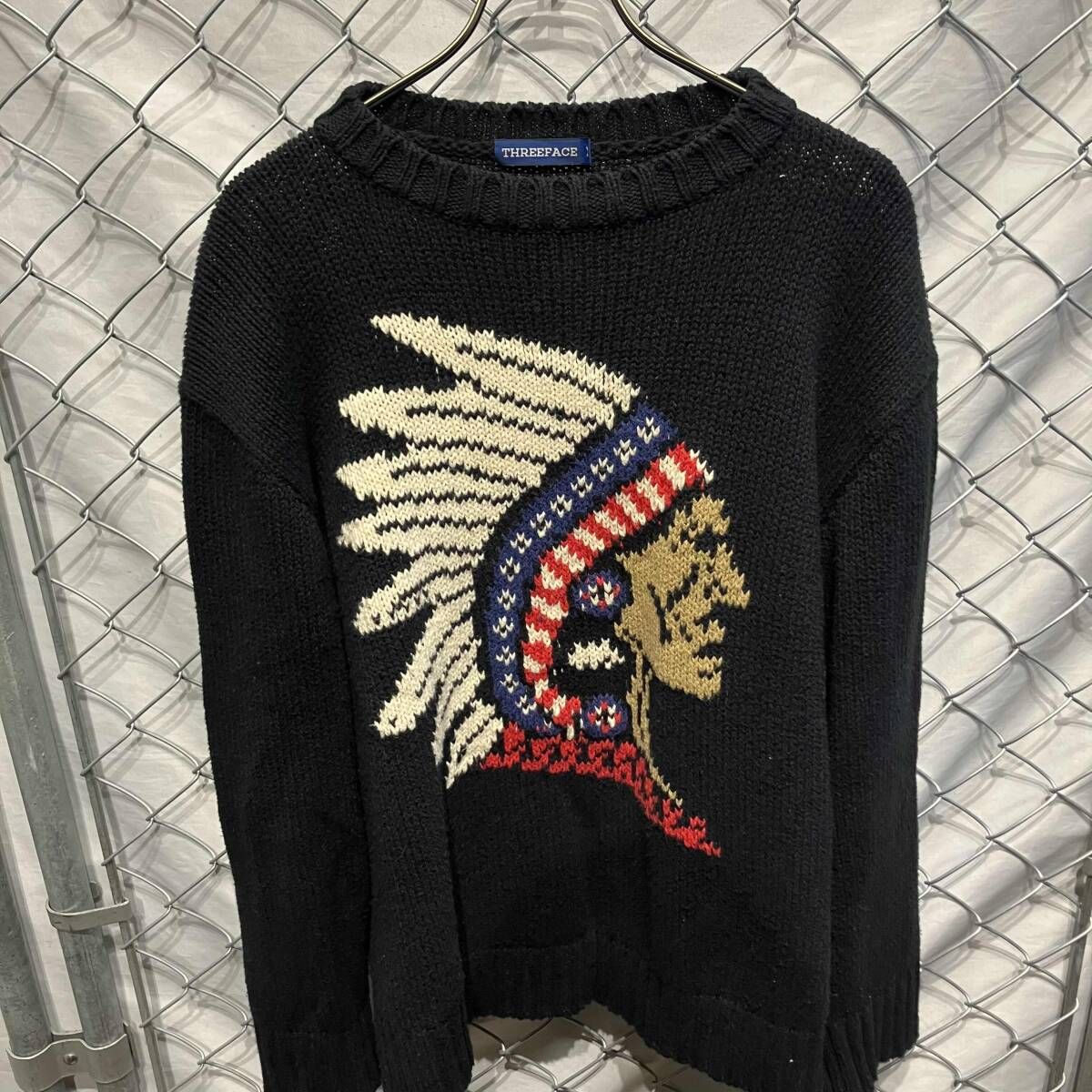 THREEFACE ニットインディアンペッド ブラック サイズM スリーエース
