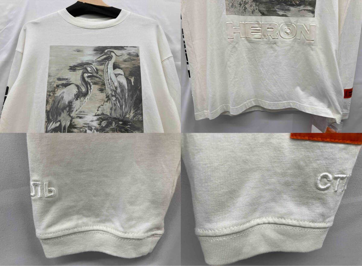 HERON PRESTON ヘロンプレストン ホワイト ロンT 長袖Tシャツ XSサイズ 