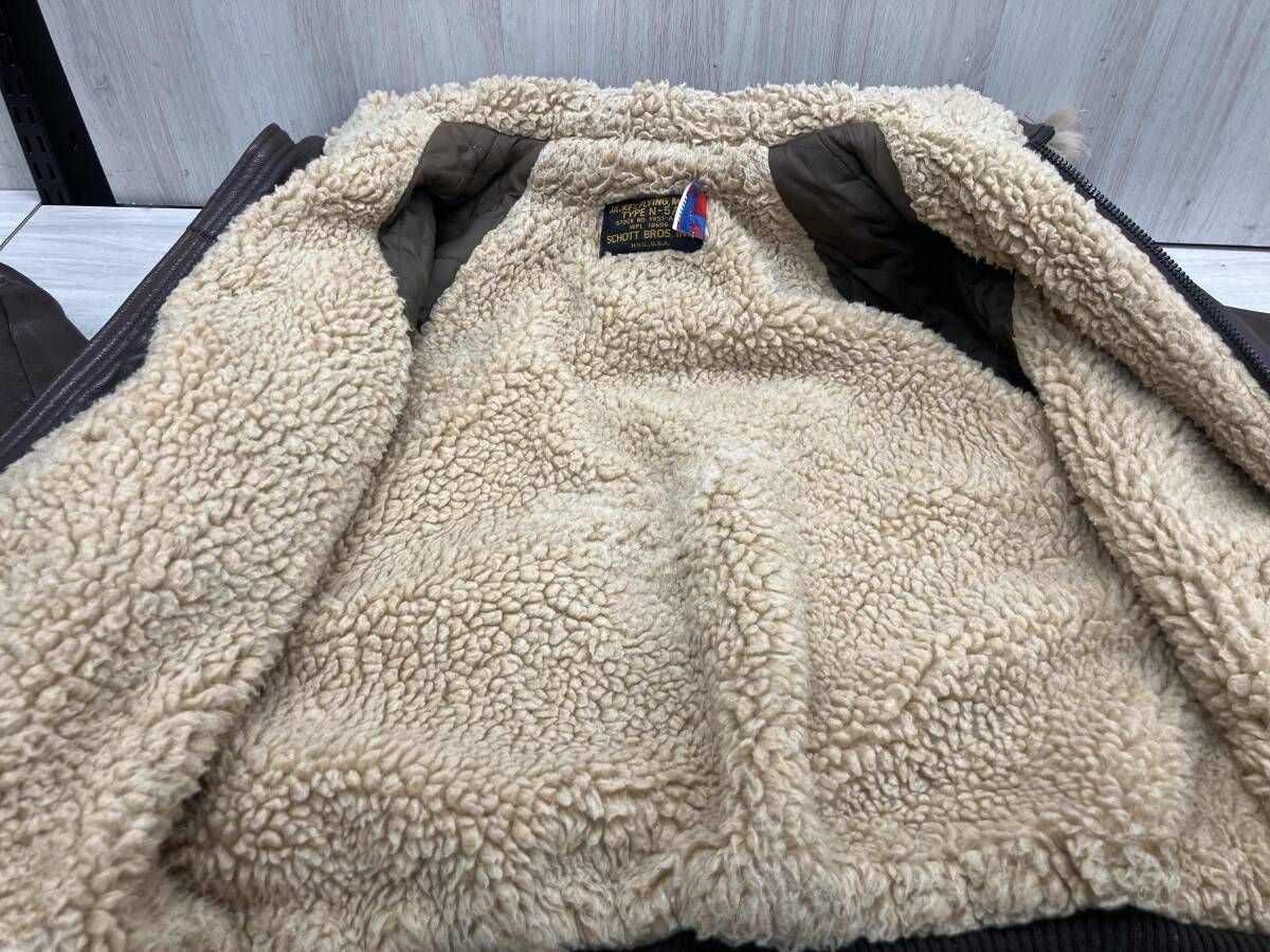 冬 Schott ショット レザーフライトジャケット N-5A 本革 フード付き