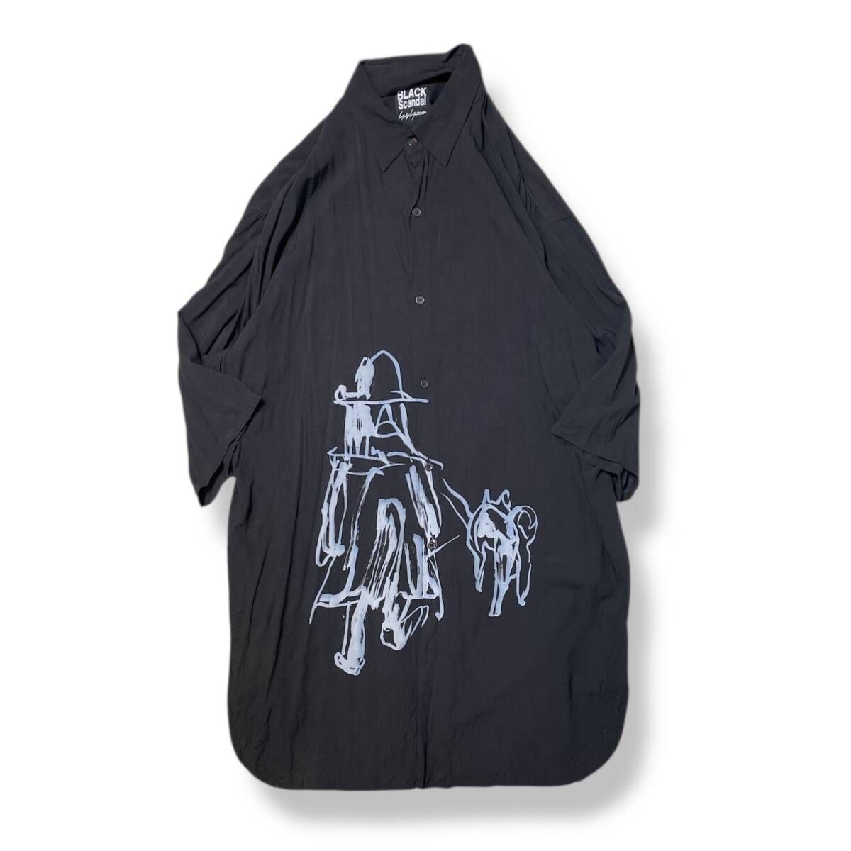 19 ss YOHJI NOIR BLACK SCANDAL 犬と散歩 デッサンシャツ サイズ3 NH-B 09-207 ヨウジヤマモト ノワールブラックスキャンダル