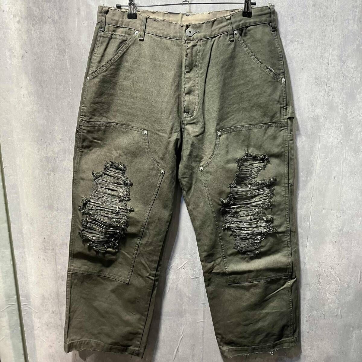 FR 13 NDS ジーンズ ダメージ加工ダブルニー Lサイズ グリーン 25 S PTL 03 RF フレンズ