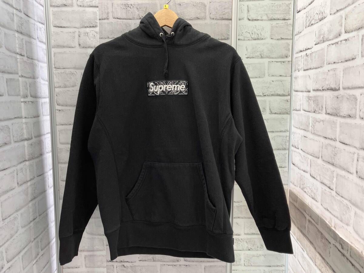 Supreme 19 AW Bandana Box Logo Hoodie Sweatshirt Sサイズ ブラック ボックスロゴ バンダナ柄 シュプリーム フーディ