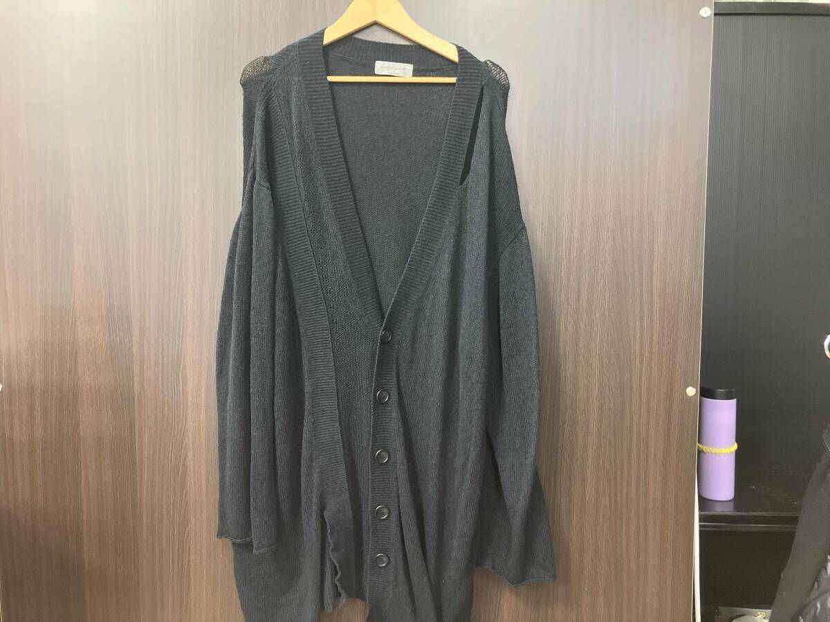 YOHJI YAMAMOTO POUR HOMME カーディガンコットンシルクロングニットカーディガン Lサイズ