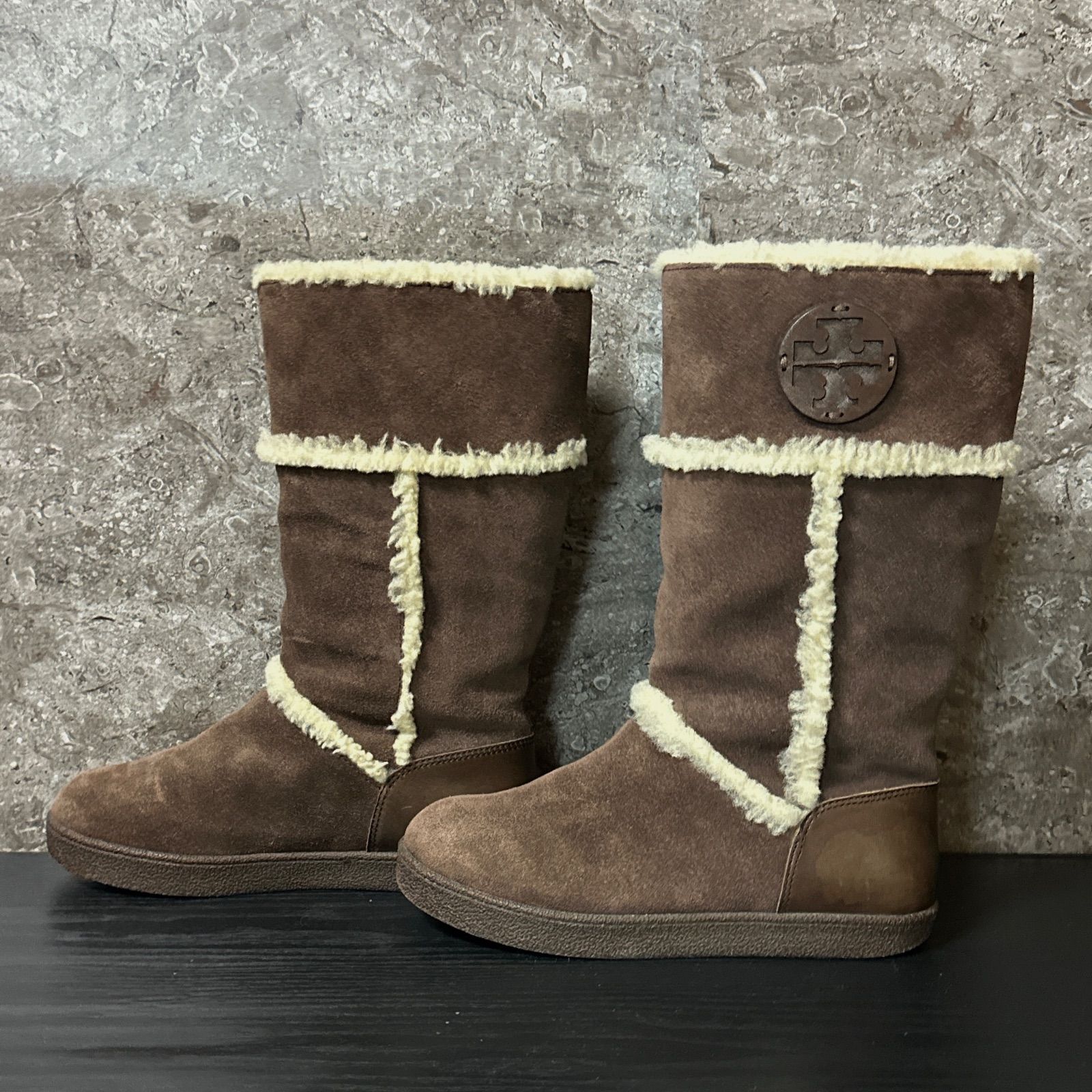 S577 美品 TORY BURCH トリーバーチ サイドロゴ ムートンブーツ