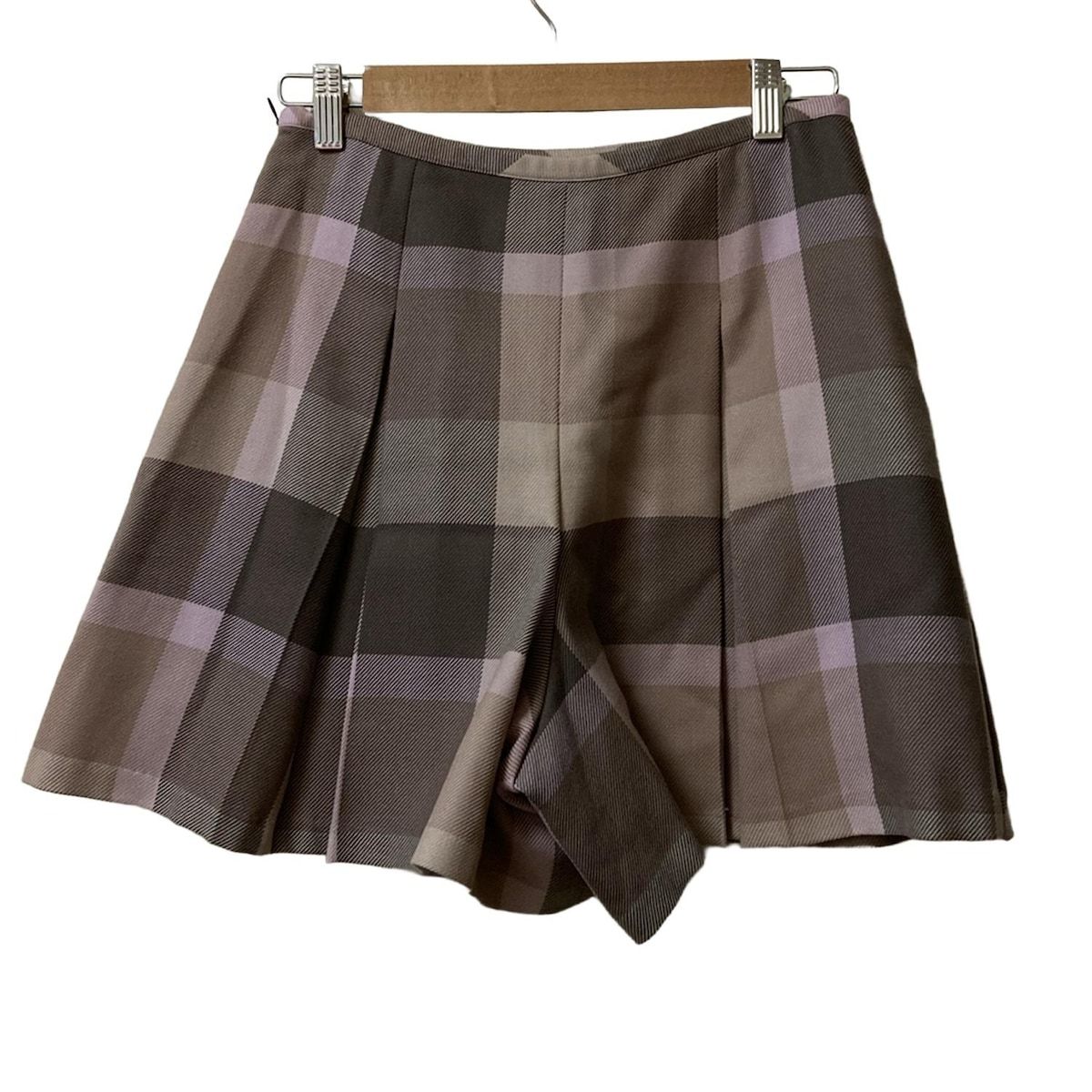 ブルーレーベルクレストブリッジ ハーフパンツ サイズ38 M レディース ベージュ ピンクベージュ ダークブラウン チェック柄