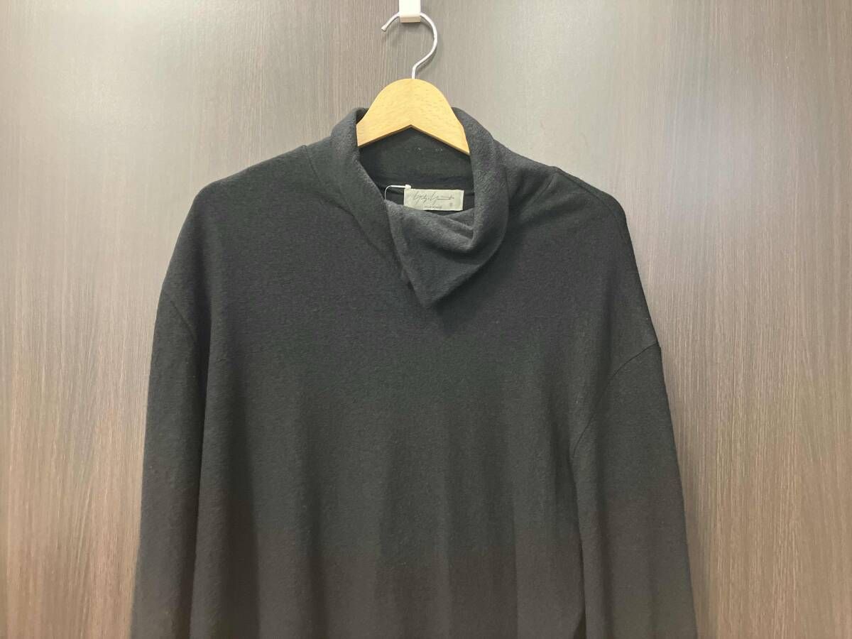 YOHJI YAMAMOTO POUR HOMME 重ね衿タートル長袖ウールカットソー 長袖Tシャツ Lサイズ