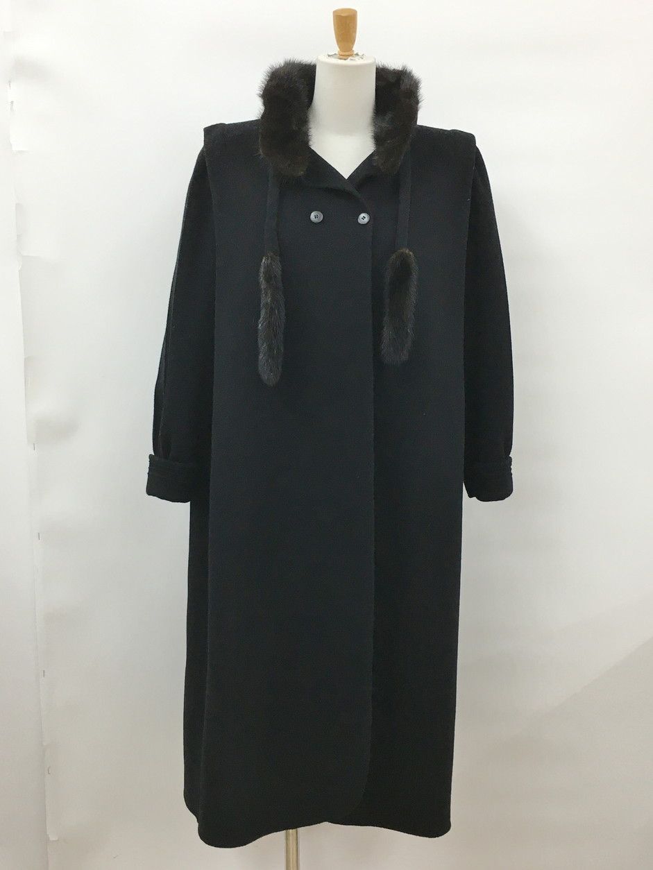 黒 ウール コート M ファー付き パリエンヌ　PARIENNE パリエンヌ PARIENNE ミンクファーコート 7 ブラック 2511WS154 - メルカリ
