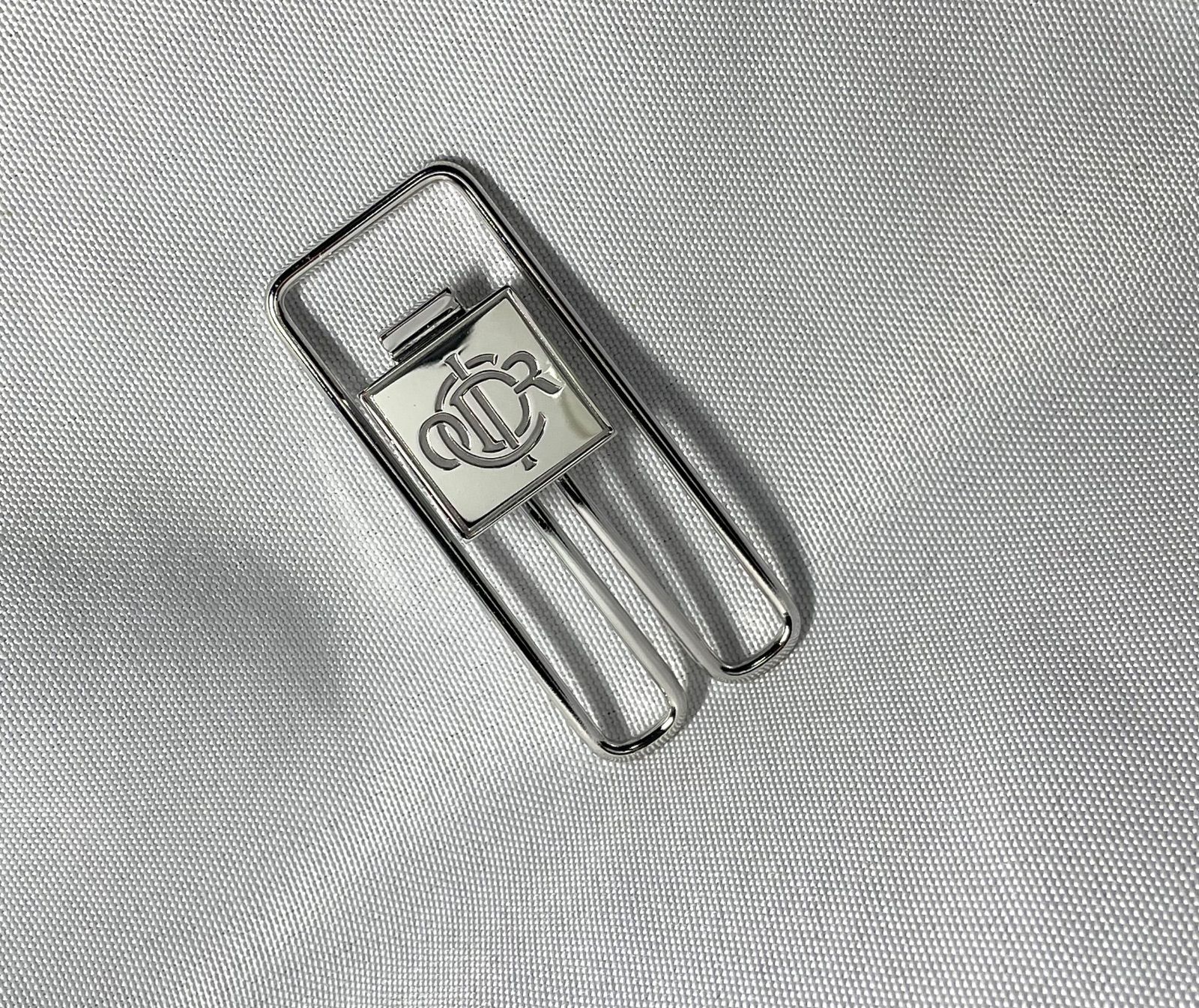 美品 Dior ディオール CDR ロゴ マネークリップ シルバー 札挟み 財布