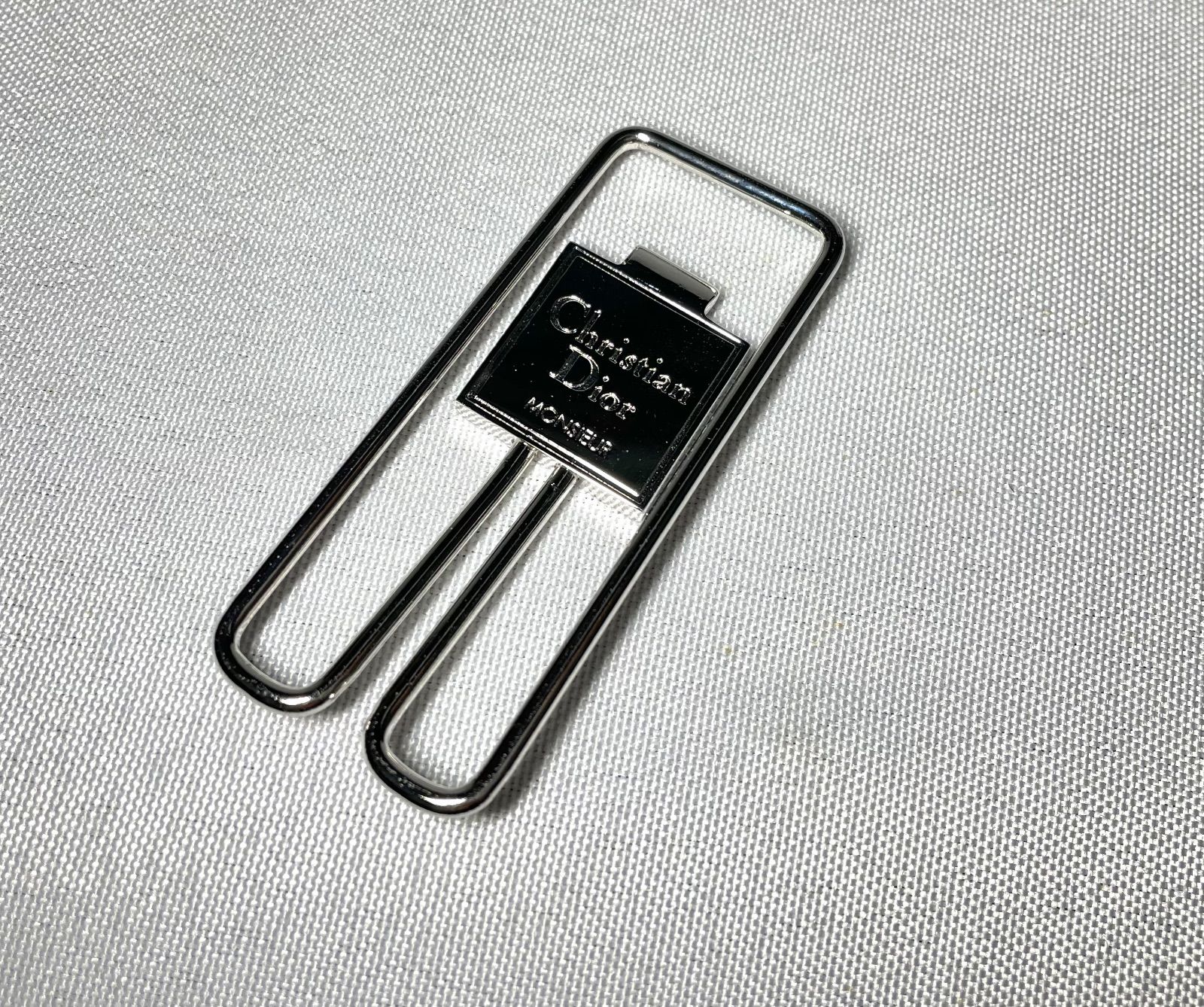 美品 Dior ディオール CDR ロゴ マネークリップ シルバー 札挟み 財布