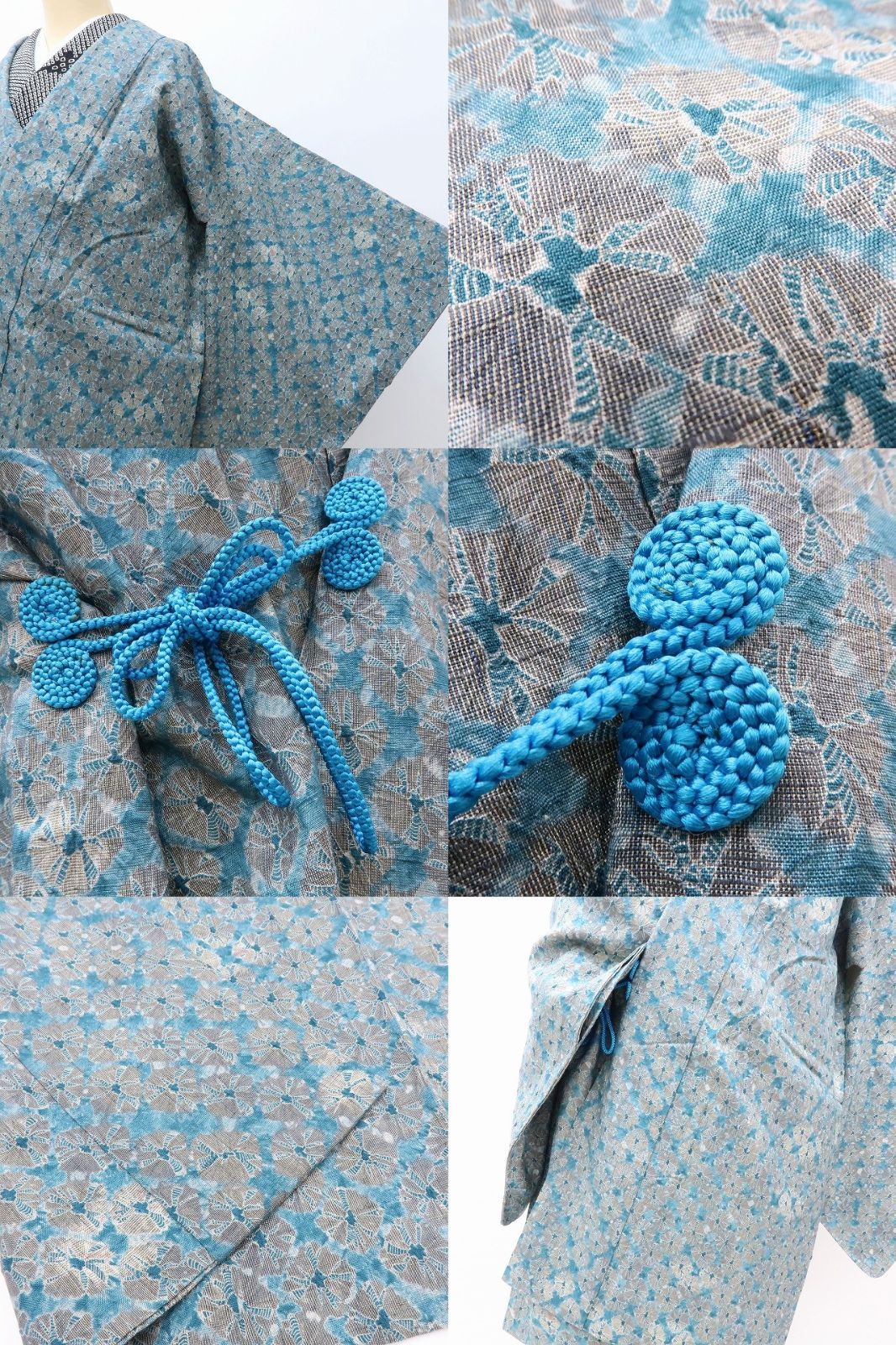  百華 Y 4125 正絹 紬地 総絞り 手縫い仕立て 道中着 羽織 着物 浴衣