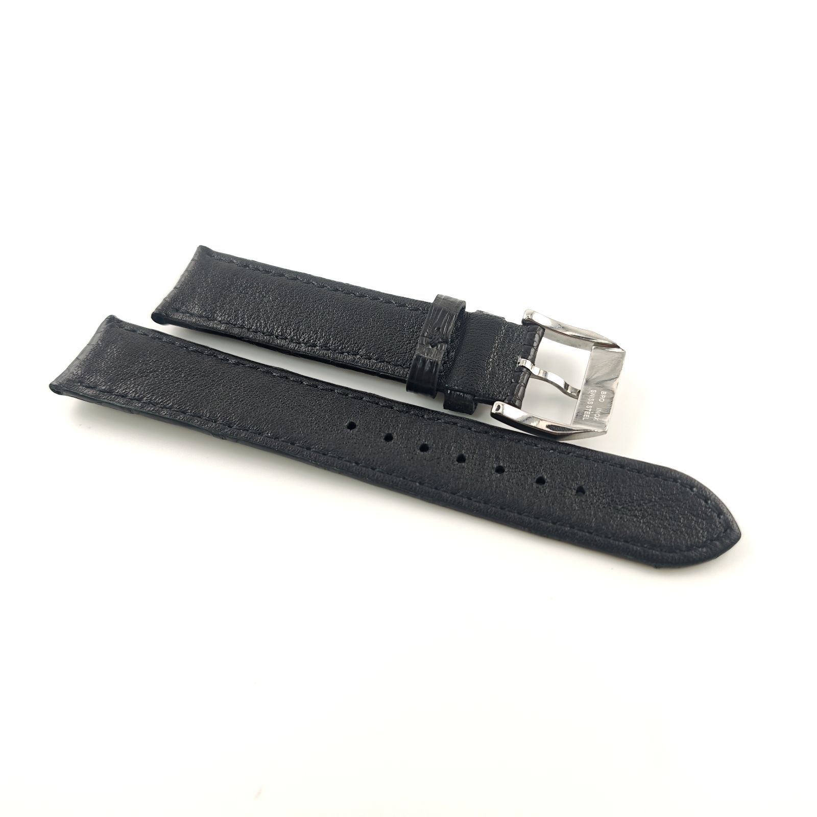 20mm 腕時計 アリゲーターレザー ワニ革ベルト ブラック 黒 尾錠タイプ