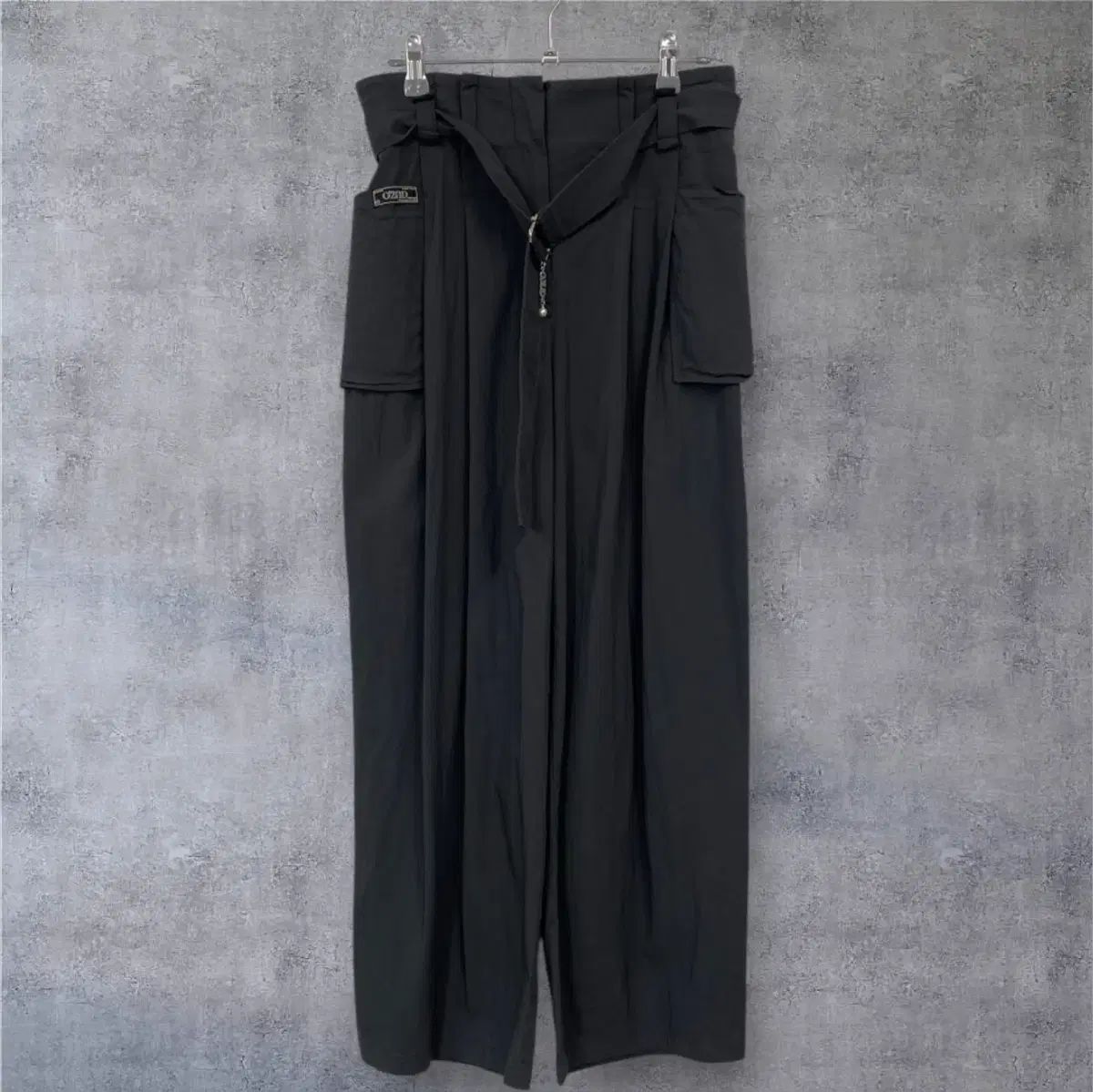 ハンサム オッズセカンド チャコールグレー ハイウエスト 밴딩 ワイド パンツ 64