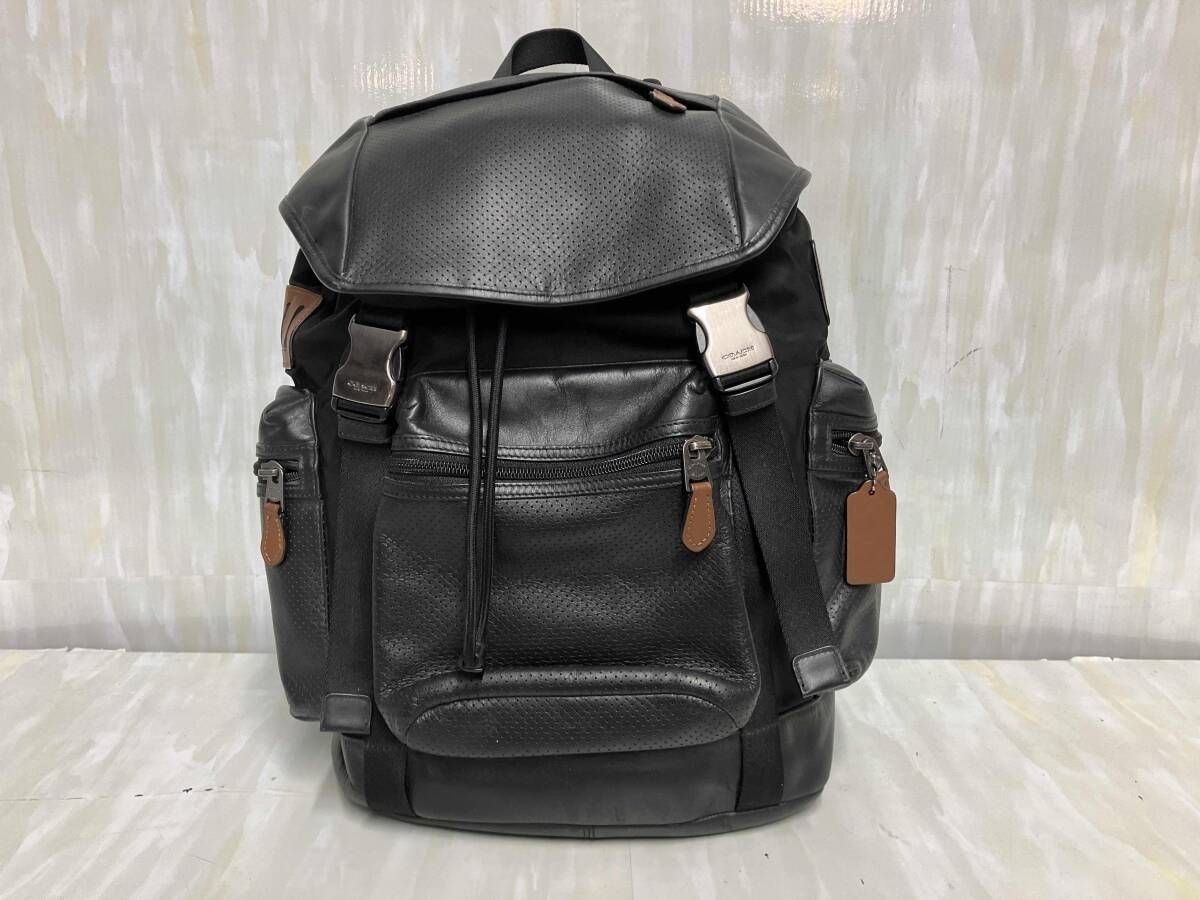 COACH コーチ テレイン トレック バッグパック リュック レザー F 57477 ブラック