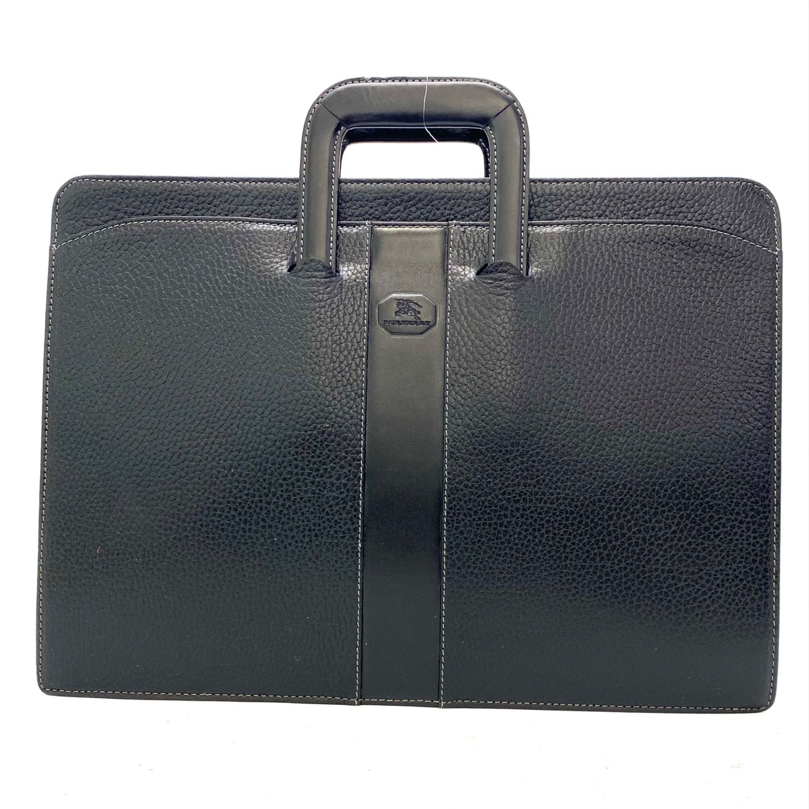 【美品】バーバリー ビジネスバッグ ブリーフケース レザー 鍵付き ブラック バーバリー ハンド PC ビジネスバッグ ブリーフケース 革 黒 FZ41