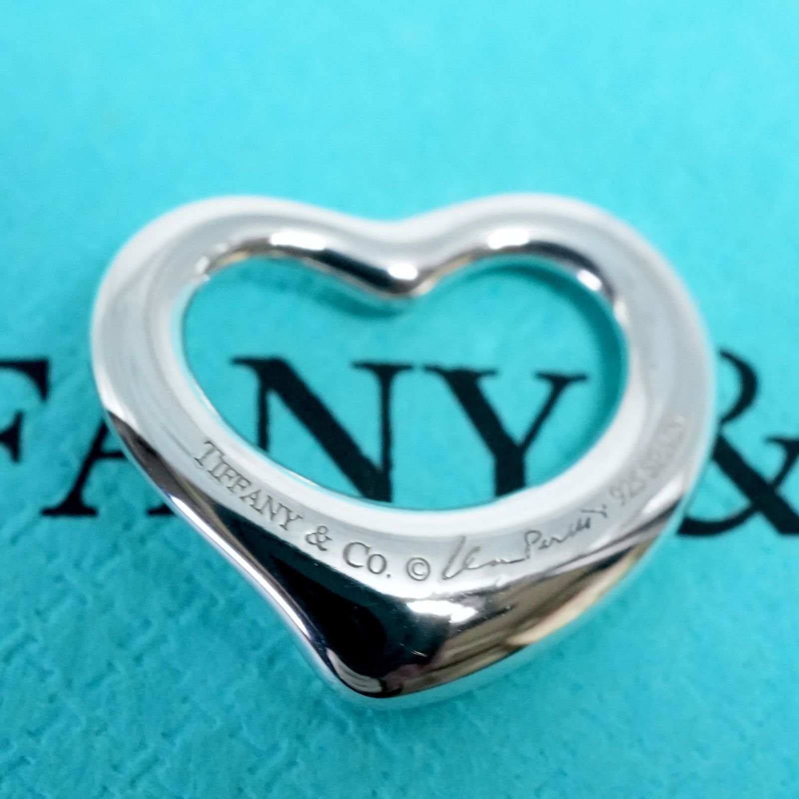 極美品1.6mm ティファニー オープンハート ペンダントトップ/25-2121