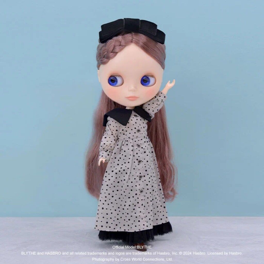 新品　ジュニームーン ディアダーリン 22cmドールサイズ(ネオブライス) ビッグカラーシャツワンピースセット サンドグレイ