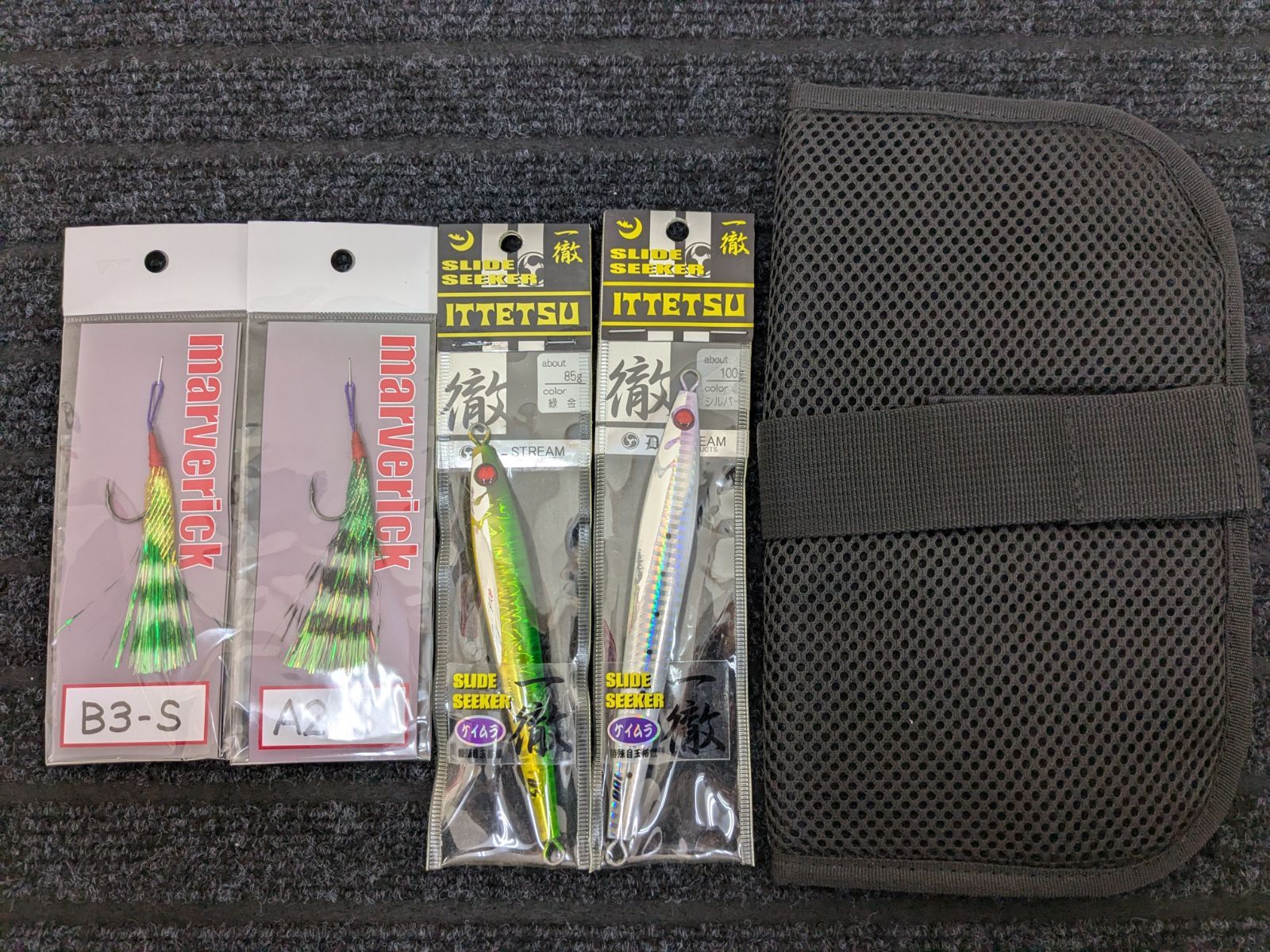 ツルギヤ スライド・一徹ジグ 85g/100g 緑金 シルバー ジグケース付