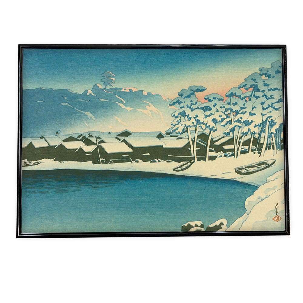 A 約84 x 119 cm bn-poster-198 川瀬巴水 かわせはすい 8雪の明ぼの 複製 デジタルリマスター ポスター 選べる全サイズ＆用紙 インテリア モダン シンプル オシャレ お洒落