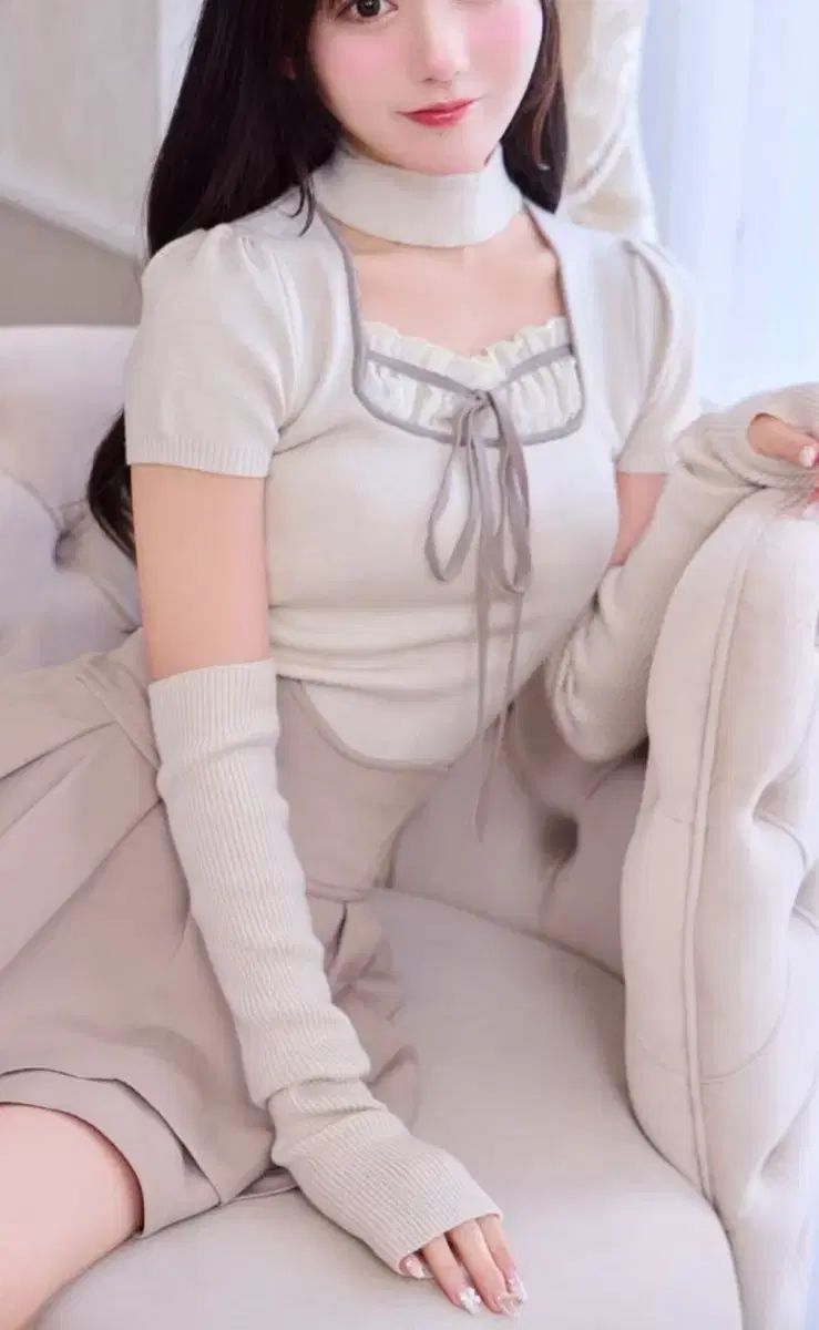 ミシェルマカロン チョーカー ニット トップス xs スナ系 ガーリー