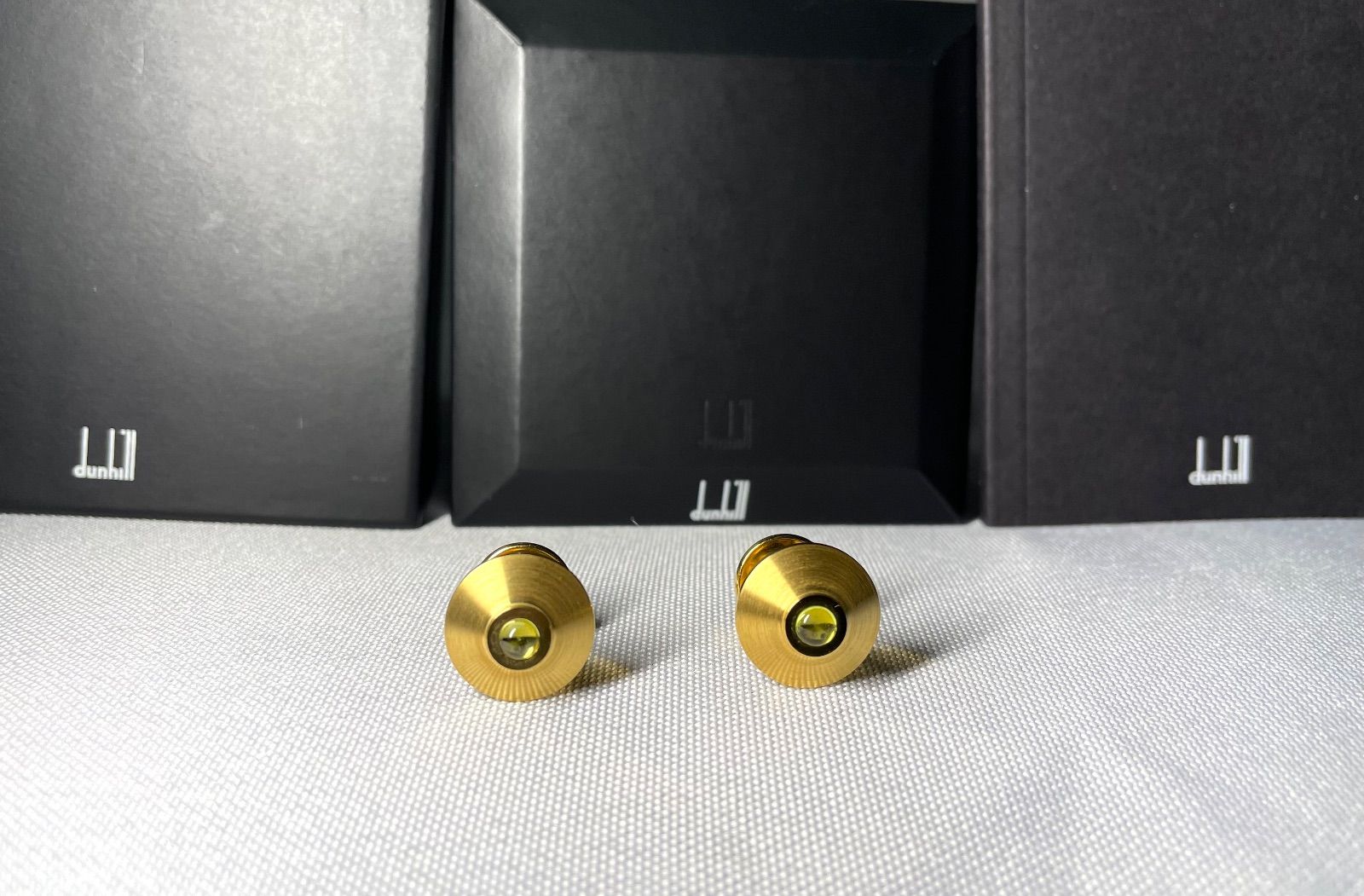 dunhill ダンヒル イエローストーン装飾 ＆ゴールド オーバルカフス カフリンクス ボタン 付属あり プレゼントやギフトにも