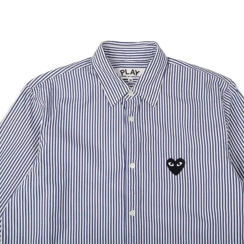 コム・デ・ギャルソン ハートワッペン ネイビー ストライプ シャツ