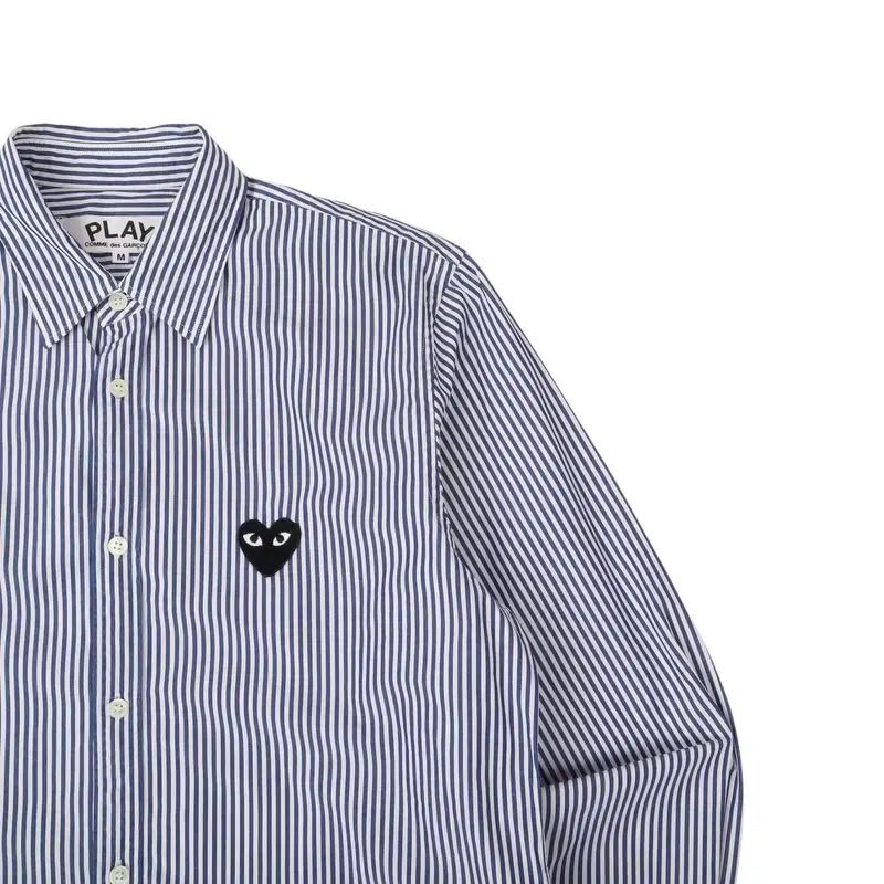 コム・デ・ギャルソン ハートワッペン ネイビー ストライプ シャツ