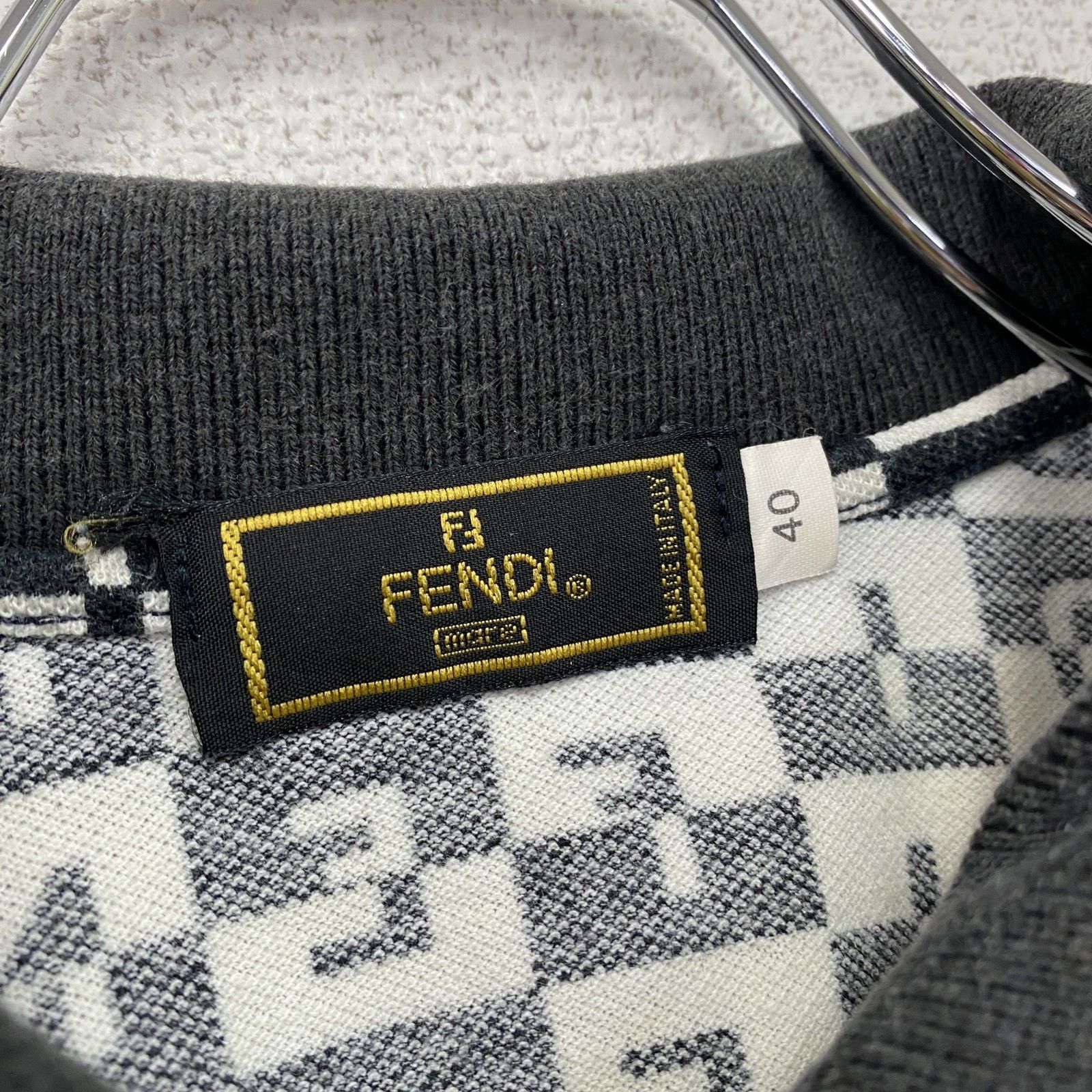 古着 used FENDI フェンディ 半袖ポロシャツ 黒 ブラック 40サイズ