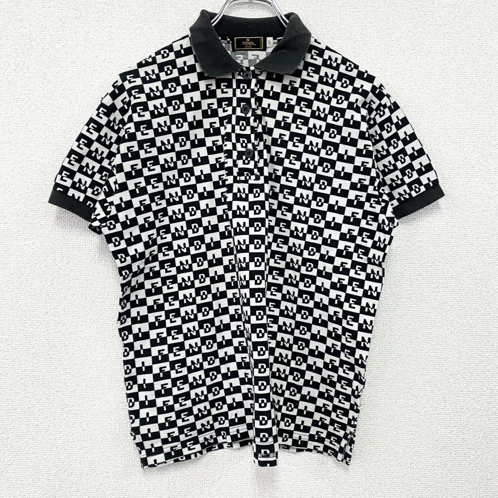 古着 used FENDI フェンディ 半袖ポロシャツ 黒 ブラック 40サイズ