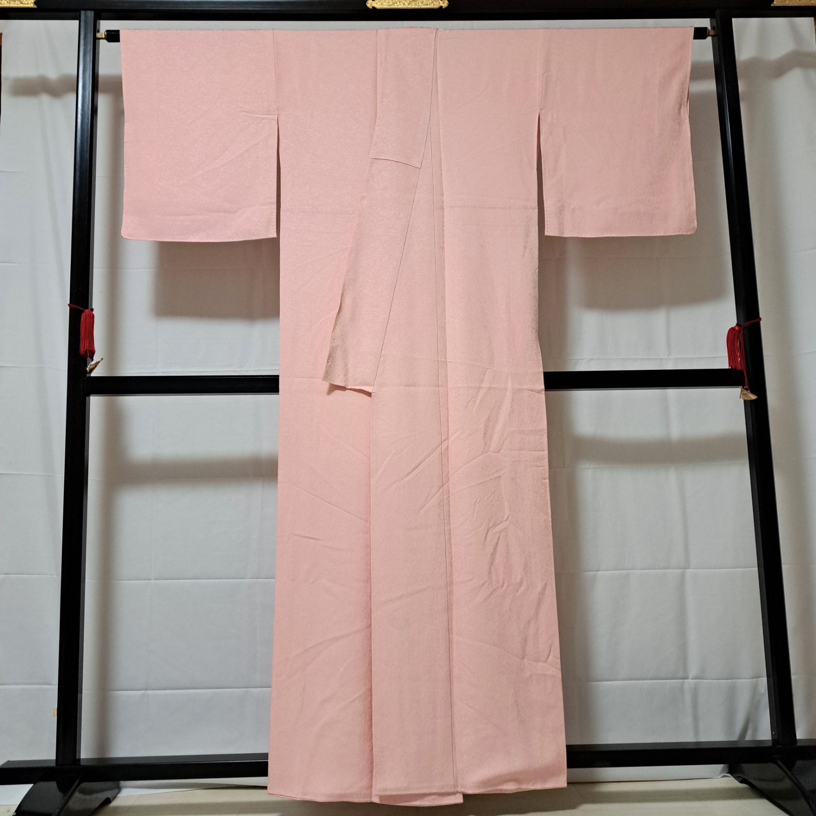 一つ紋・色無地】裄66 身丈159 袖48.5 美品！ 落款有り 正絹 袷 下り藤