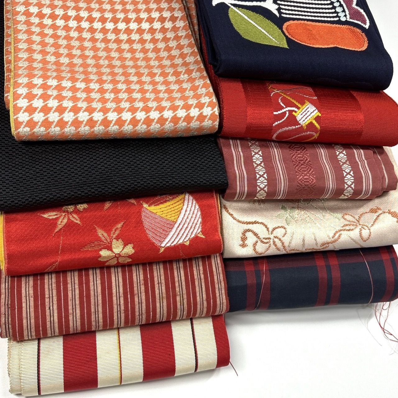 半巾帯 10枚 正絹 帯まとめ売り 同梱購入歓迎 リメイク用 着付け練習用