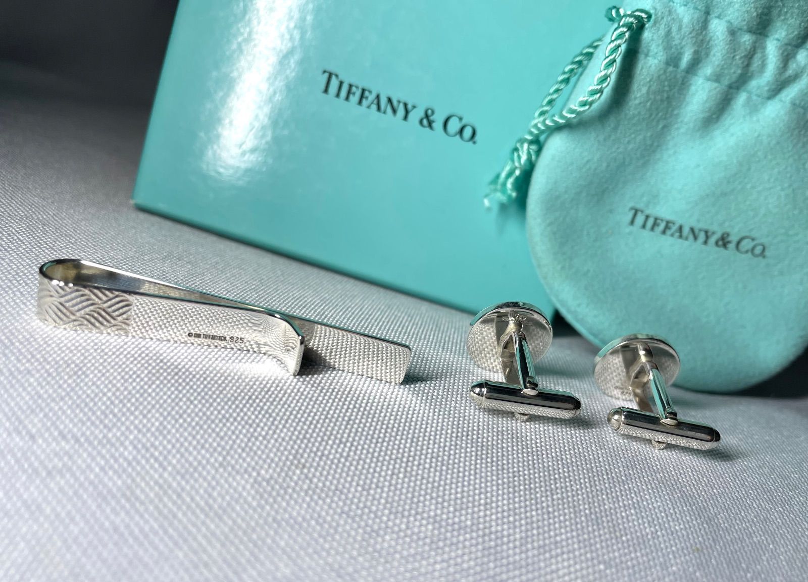 美品 TIFFANY ティファニー チェックライン スターリングシルバー
