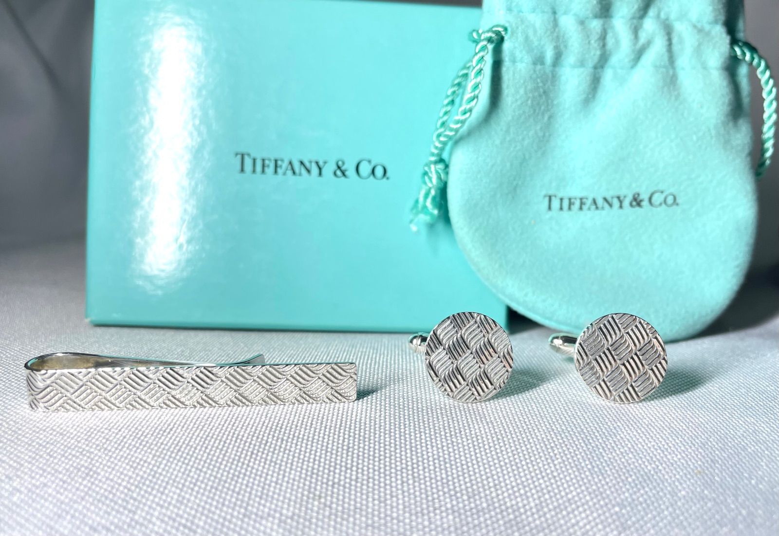 美品 TIFFANY ティファニー チェックライン スターリングシルバー