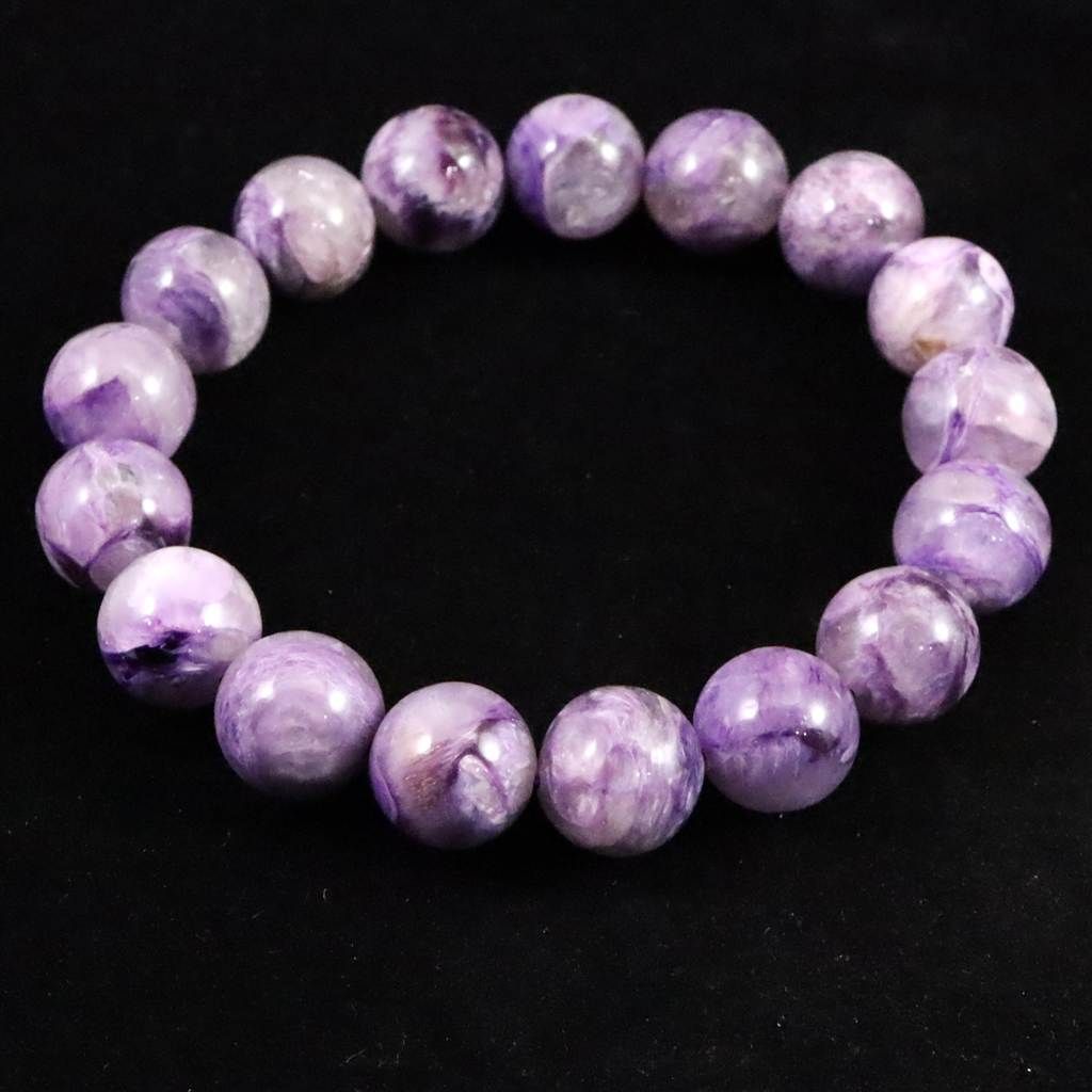 ロシア産 チャロアイト エンジェルシリカ 12mm玉ブレスレット 40.9g