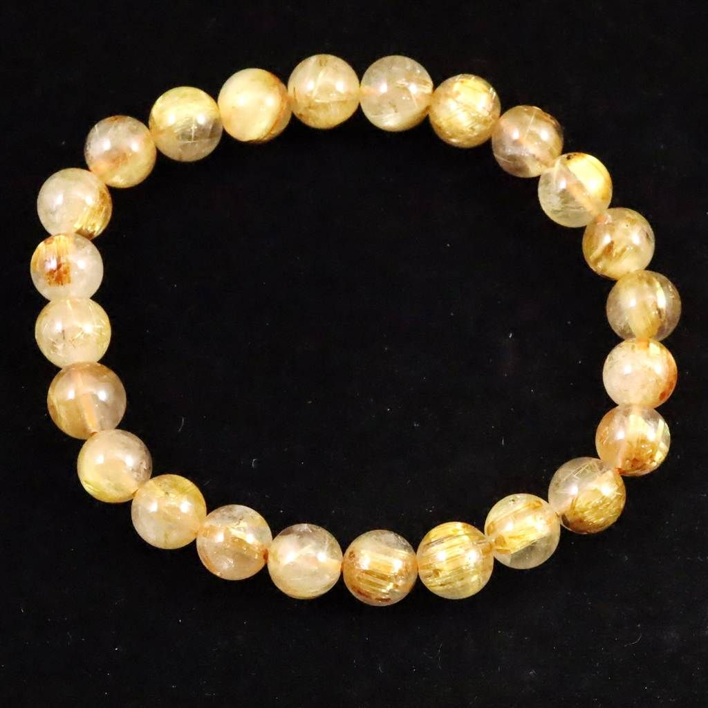 ゴールドルチルクォーツ AAAA 7.5mm玉ブレスレット 15.0g 【榎本通商