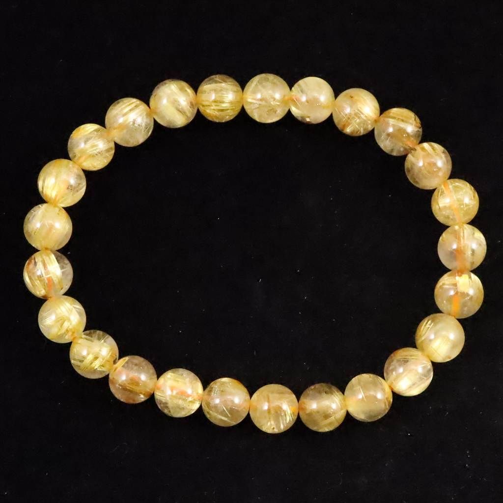 ゴールドルチルクォーツ AAAA 7.5mm玉ブレスレット 15.3g 【榎本通商