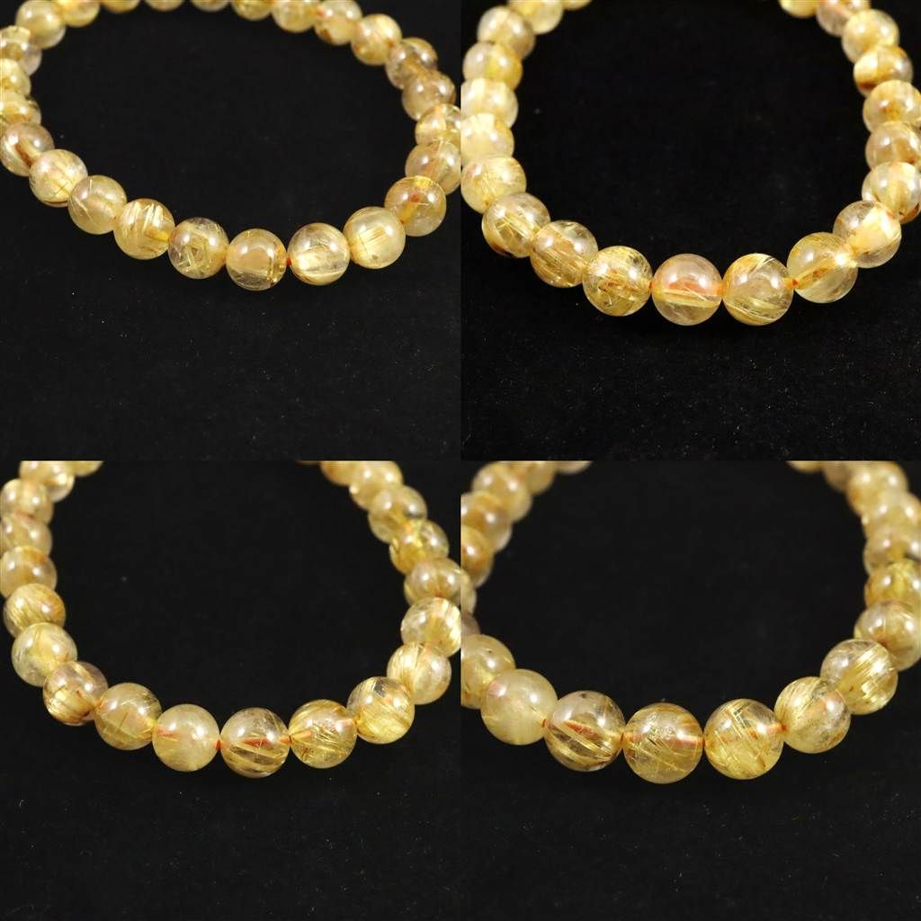 ゴールドルチルクォーツ AAAA 7.5mm玉ブレスレット 15.3g 【榎本通商