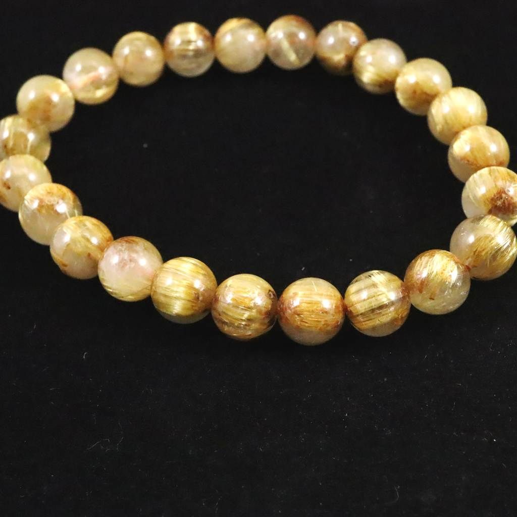 ！奈良林！⭐︎染色無しの本物⭐︎ゴールドルチル⭐︎タイチンルチル⭐︎ブレスレット⭐︎ ゴールドルチルクォーツ AAAA 8mm玉ブレスレット 18.1g 【榎本通商