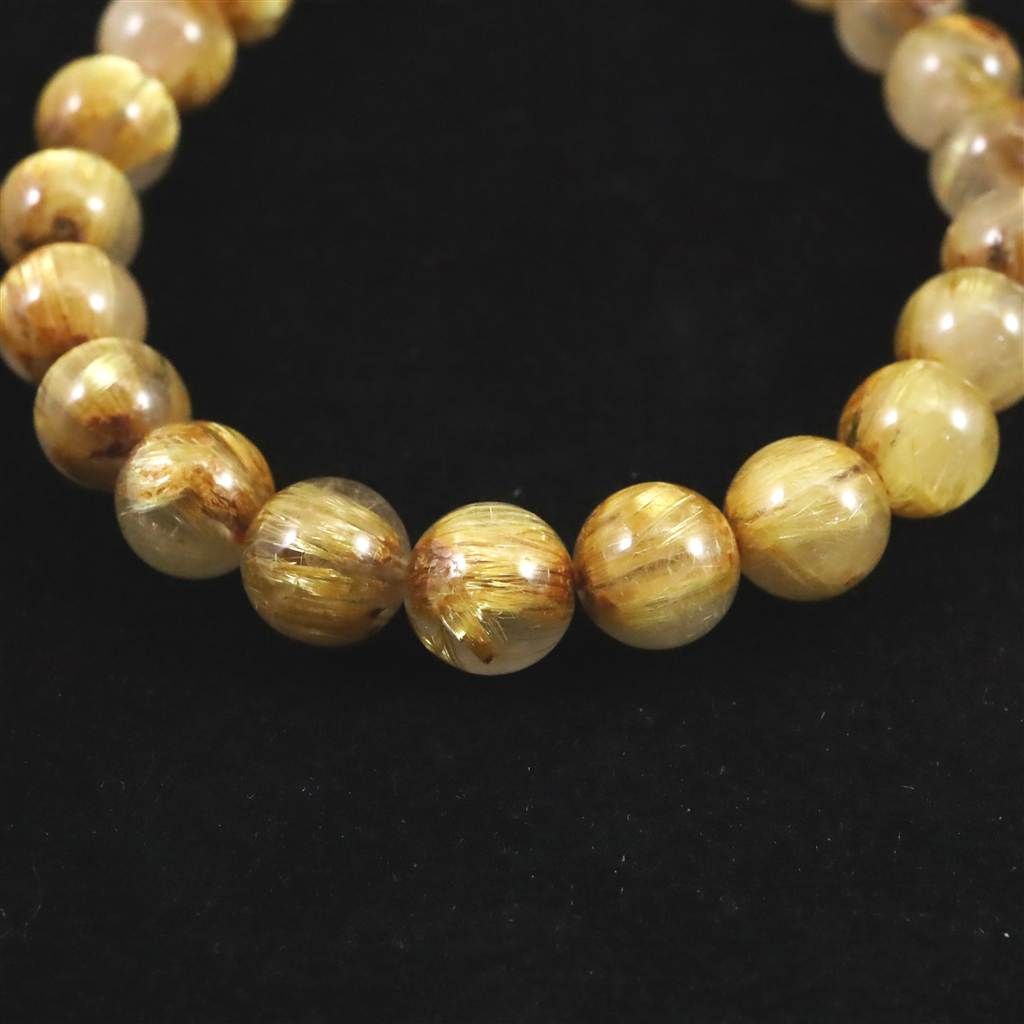 ！奈良林！⭐︎染色無しの本物⭐︎ゴールドルチル⭐︎タイチンルチル⭐︎ブレスレット⭐︎ ゴールドルチルクォーツ AAAA 8mm玉ブレスレット 18.1g 【榎本通商