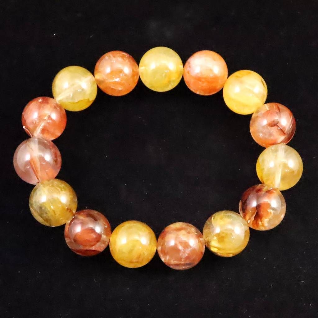 オーロラクォーツ ライモナイトインクォーツ 15mm玉ブレスレット 74.1g