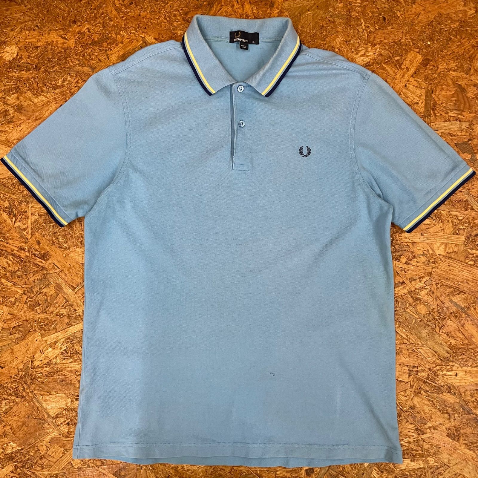 FREDPERRY ポロシャツ XL ライトブルー フレッドペリー 半袖 ユーズド