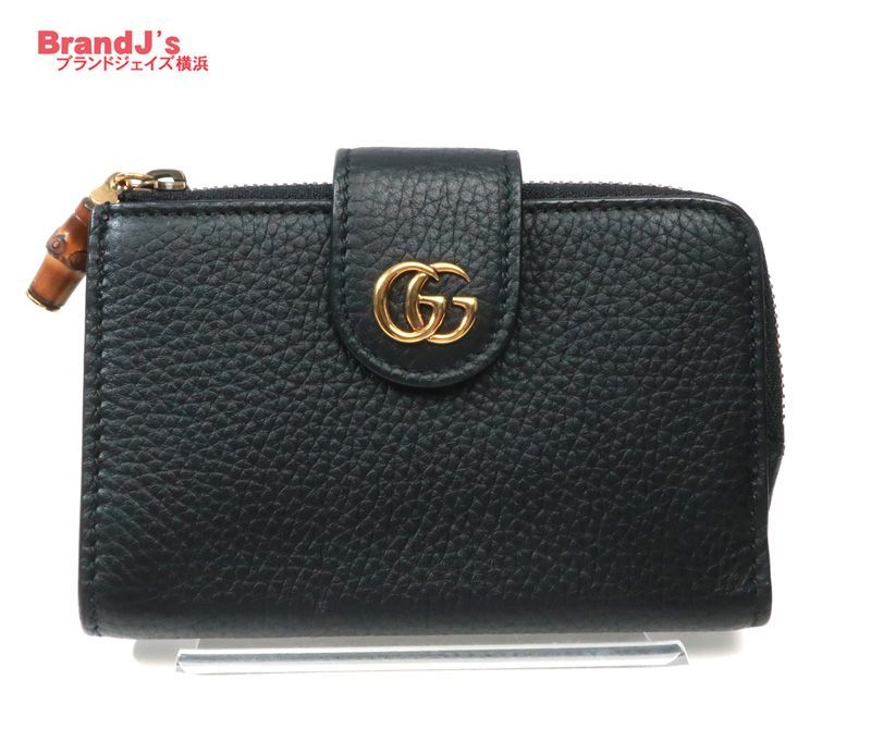 グッチ バンブー付き ダブルG ミディアム ウォレット 二つ折り ファスナー財布 739498 GUCCI 34446