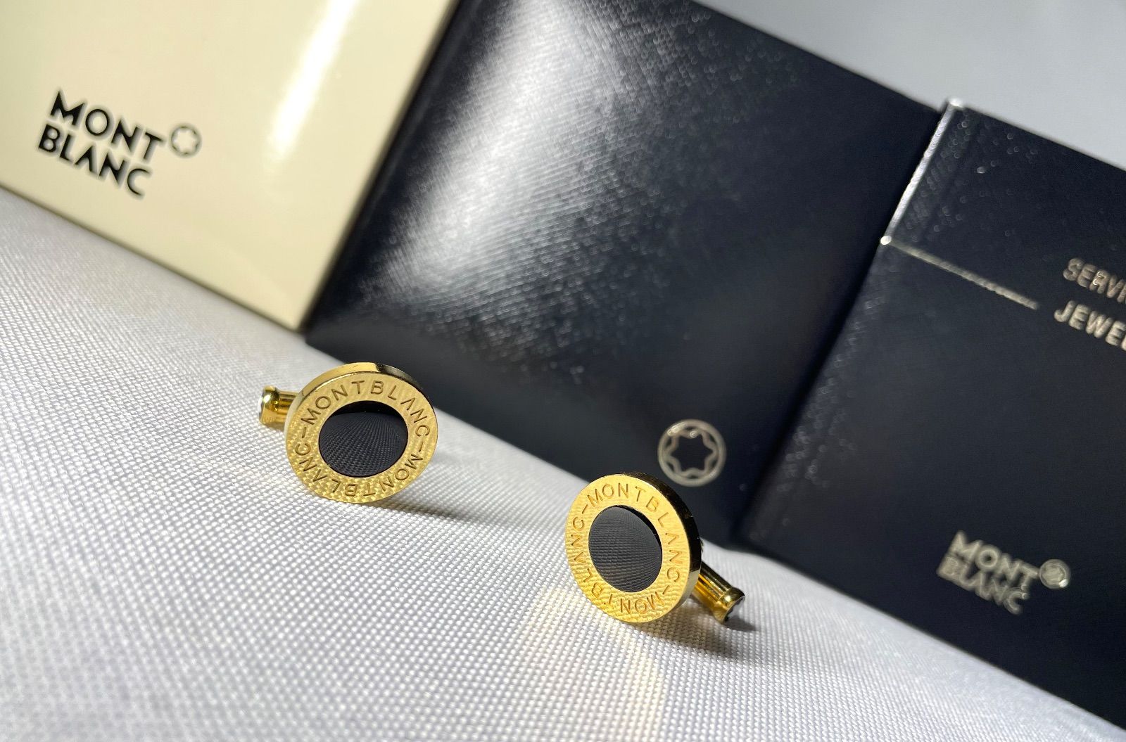 MONTBLANC モンブラン ブランドロゴ文字＆ブラックオニキス ゴールド