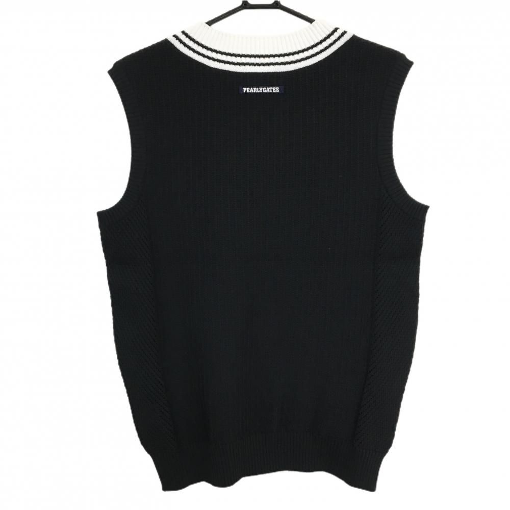 パーリーゲイツ ニットベスト ダークネイビー×白 サイドメッシュ調 胸ロゴ Vネック メンズ 5 ゴルフウェア PEARLY GATES