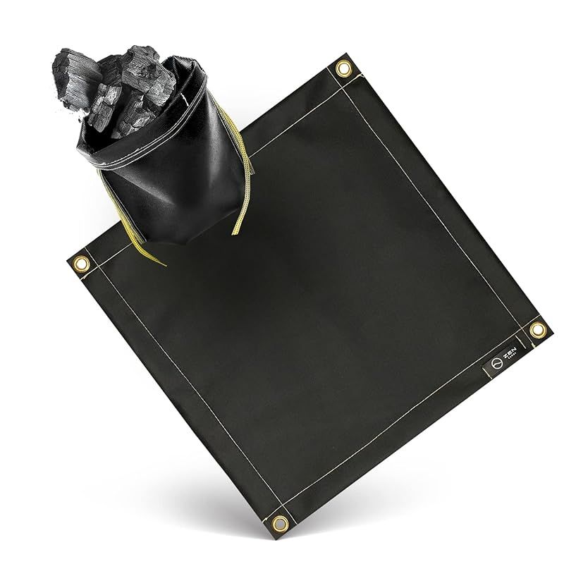 彡ZEN Camps 火消し袋 アッシュキャリー 炭処理袋 炭消し袋 炭袋 防水 自立 Ash Carry キャンプ 耐熱性 難燃性 コンパクト 大容量 日本ブランド セット品 アッシュキャリーS 焚き火シート50 50 cm 1