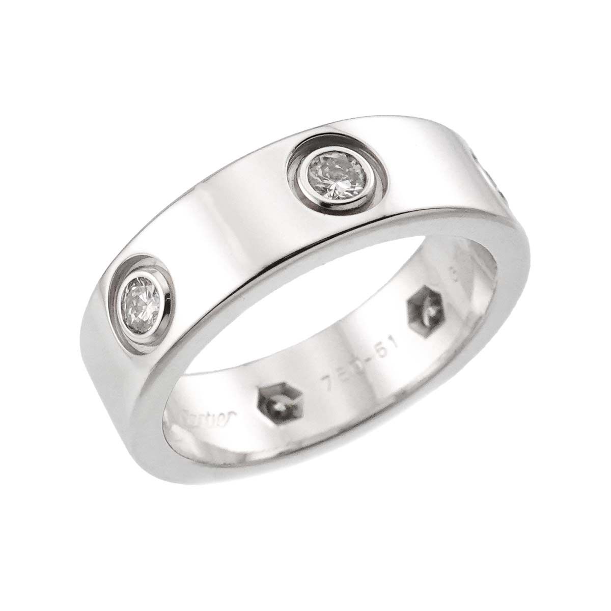 カルティエ Cartier ラブ #51 リング フル ダイヤ K18 WG ホワイト