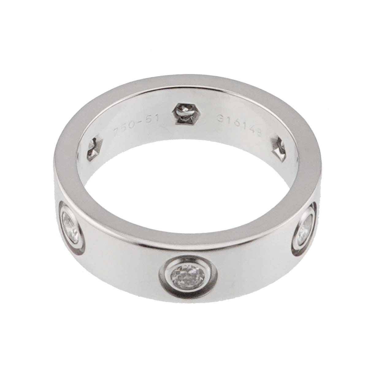カルティエ Cartier ラブ #51 リング フル ダイヤ K18 WG ホワイト