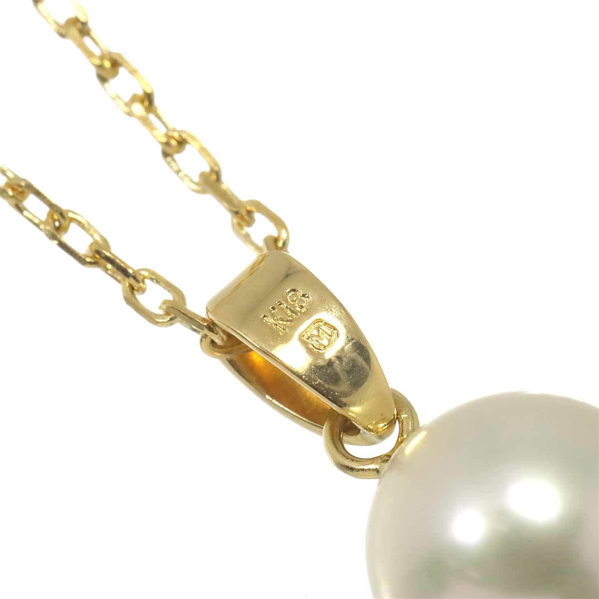 ミキモト MIKIMOTO アコヤ真珠 7.7mm ネックレス 40cm K18 YG イエロー 